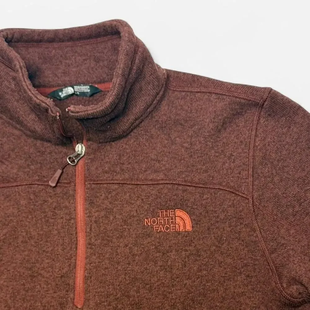 The North Face brown quarter zip fleece pullover men’s large cozy warm top